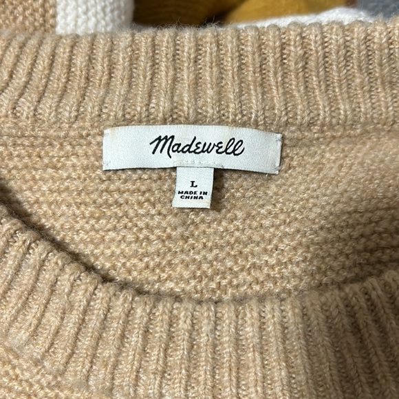 MADEWELL Andria Pullover Sweater in Coziest Yarn Wide Sleeves Heather Honey Sz L - Picture 12 of 14